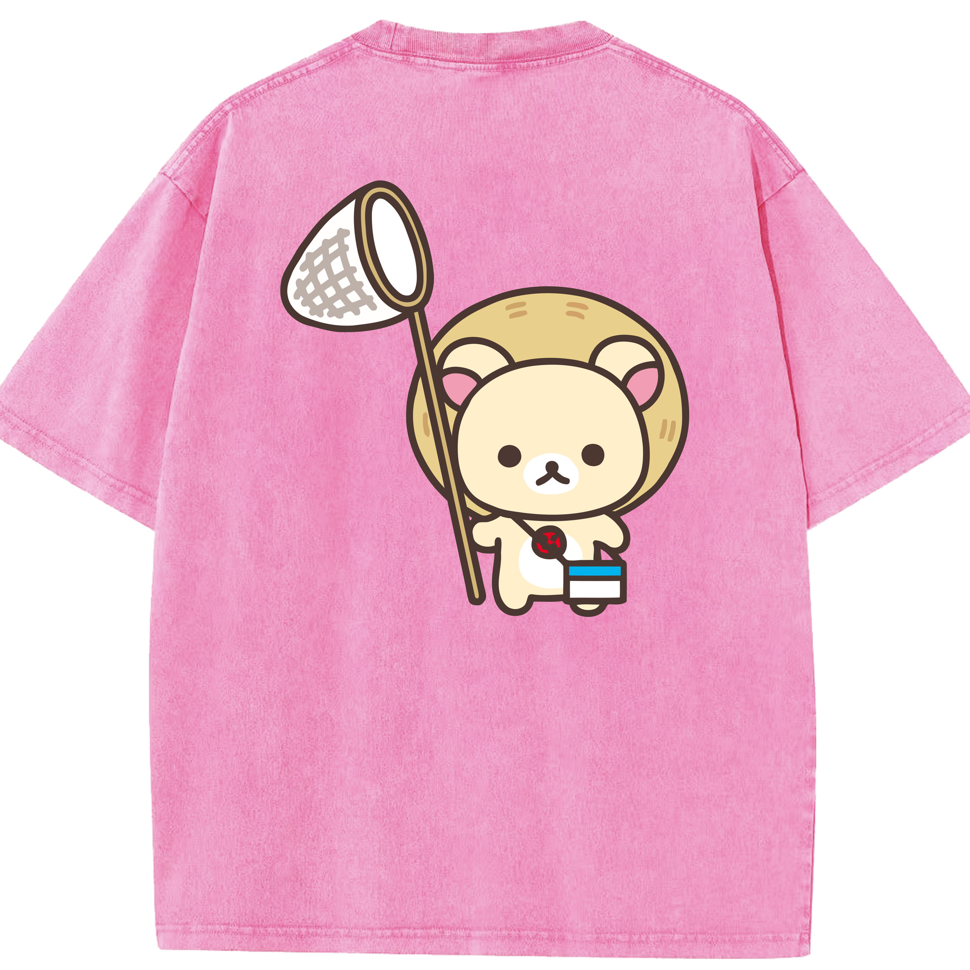 （画像用） リラックマ リラックマ キイロイトリ Rilakkuma Korilakkuma Kiiroitori 綿100% ヴィンテージ風 半袖Tシャツ（背面プリント）